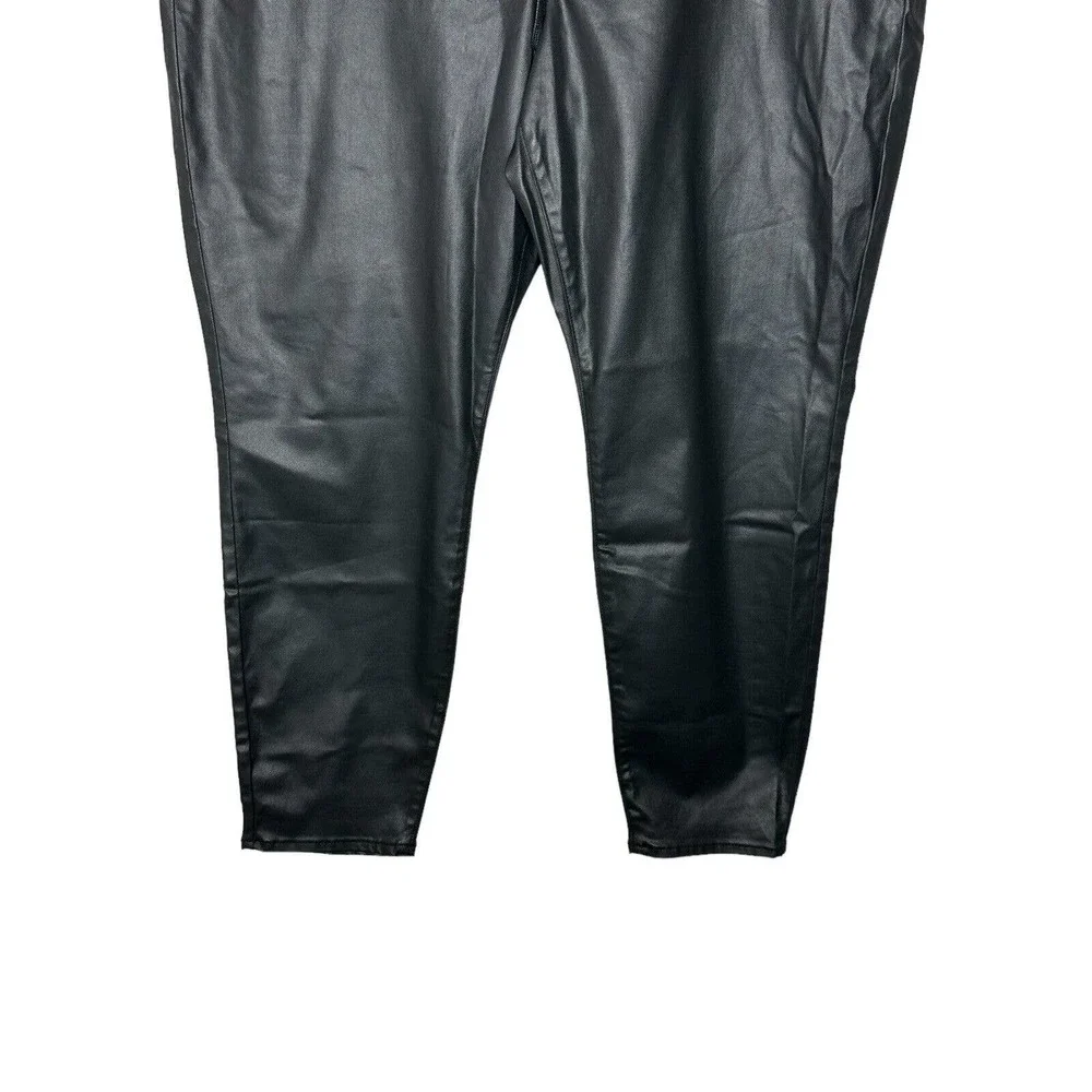 NWT Sanctuary Womens East Coast Utility Vegan Leather Pants 2X Drawstring‎ Black